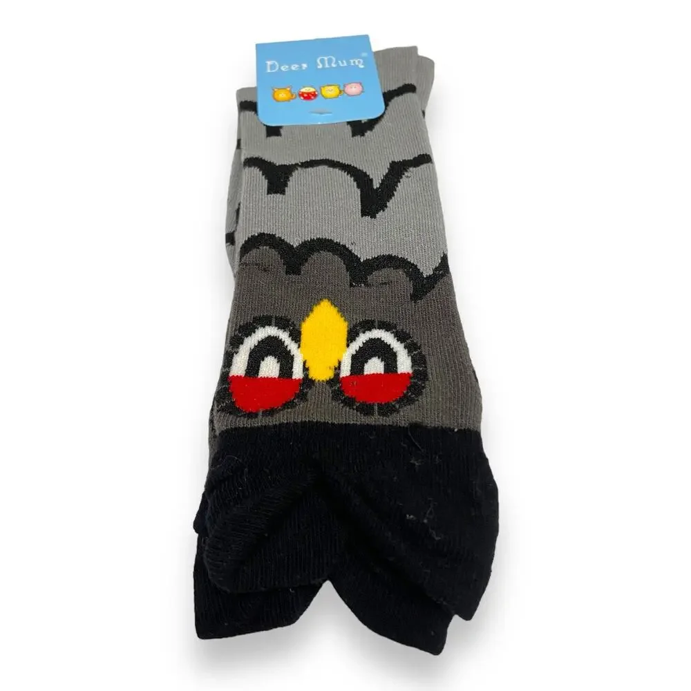 Deer Mum Kids Novelty Socks Gray‎ Black Red White Yellow Owls NEW